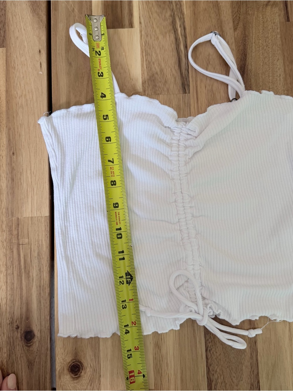 Hollister White Ribbed Ruched Drawstring Cami - Picture 9 of 10